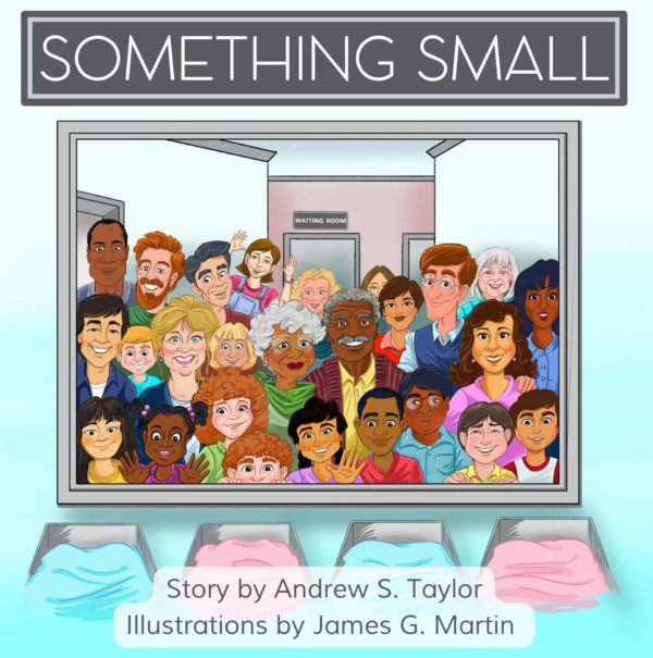 A diverse crowd looks in on newborns on the Sopmetjhing Small book cover.