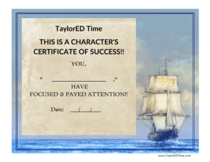 TaylorEDTime THIS IS A CHARACTER'S CERTIFICATE OF SUCCESS! I have focused & paid attention